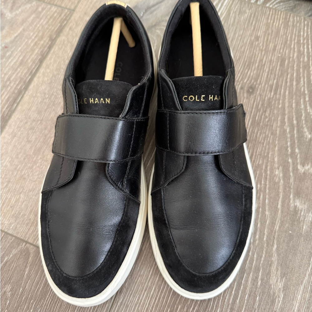 Cole Haan Women’s Black Leather Slip-On Sneakers